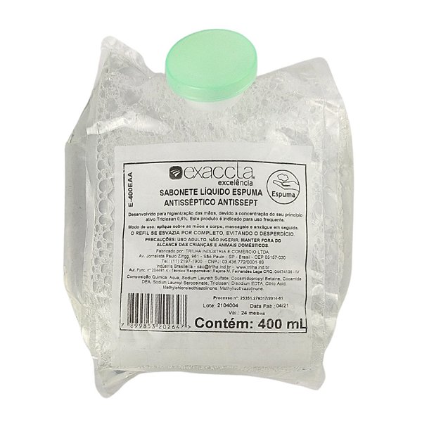 Refil Sabonete Espuma Antisséptico com 400 ml para Dispenser Trilha