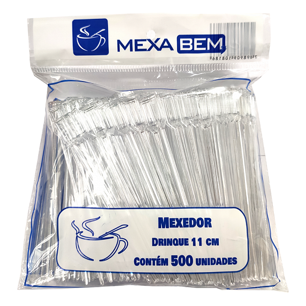 Mexedor Descartável para Café e Drink 11cm Cristal • Mexa Bem