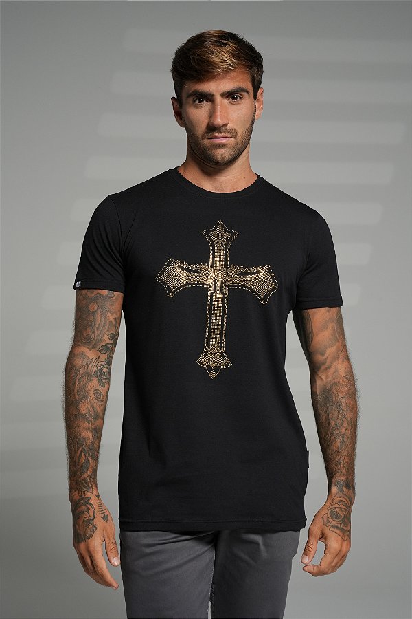 Camiseta slim premium black - cruz