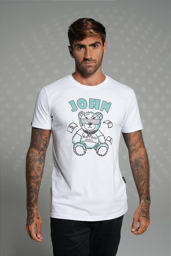 Camiseta slim premium white - urso dolar