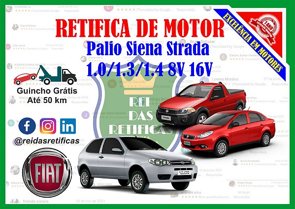 Retifica de Motores Palio/Siena/Strada - 1.0/1.3/1.4 - 8V/16V
