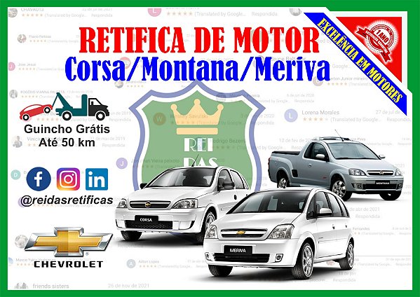 Retifica de Motores Corsa/Montana/Meriva - 1.8 1.4 - 8V