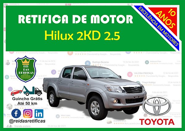 Retifica de Motores Hilux 2.5 2KD Diesel