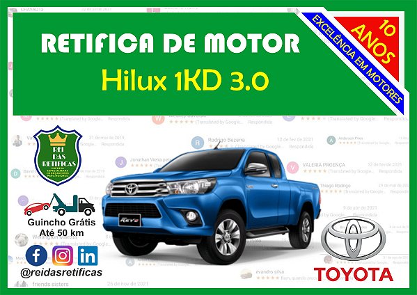 Retifica de Motores Hilux 3.0 1KD Diesel