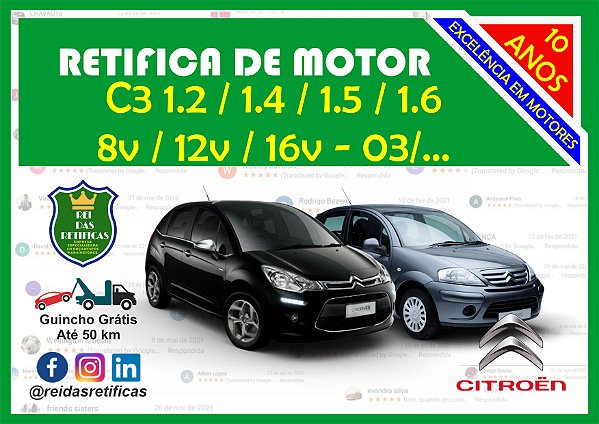 Retifica de Motores -  C3 1.2/1.4/1.5/1.6 - 8V/12V/16V - 03/...