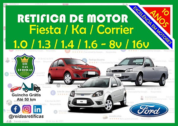 Retifica Motor Fiesta/Ká/Corrier - 1.0/1.3/1.4/1.6 - 8V/16V