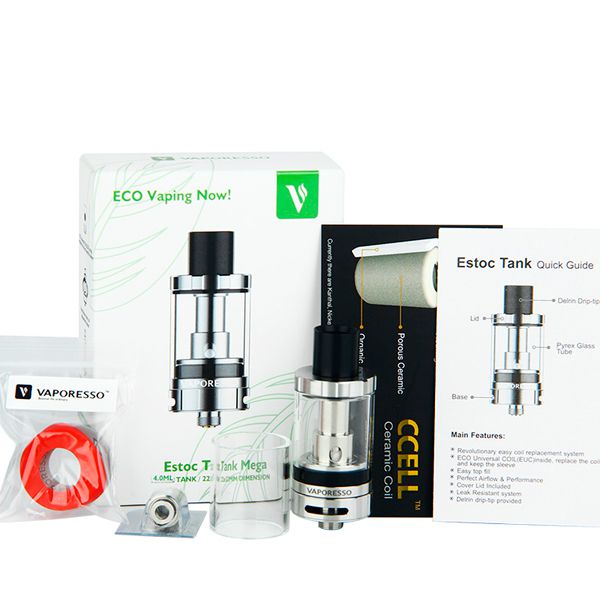 Estoc Tank Mega Com EUC Coil - Marca Vaporesso™ 4ml Cor: Silver (Prata)