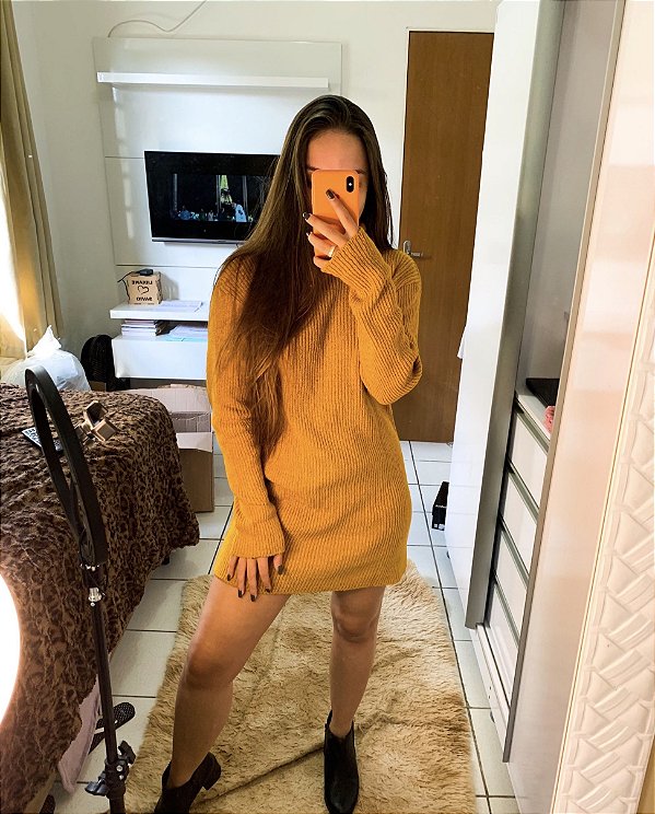 Maxi Tricot Comfy Gola Mostarda