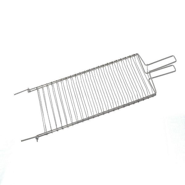 Grelha Dupla Par Peixe Aço Inox Espaço Grelhar 24 Por 55 Cm