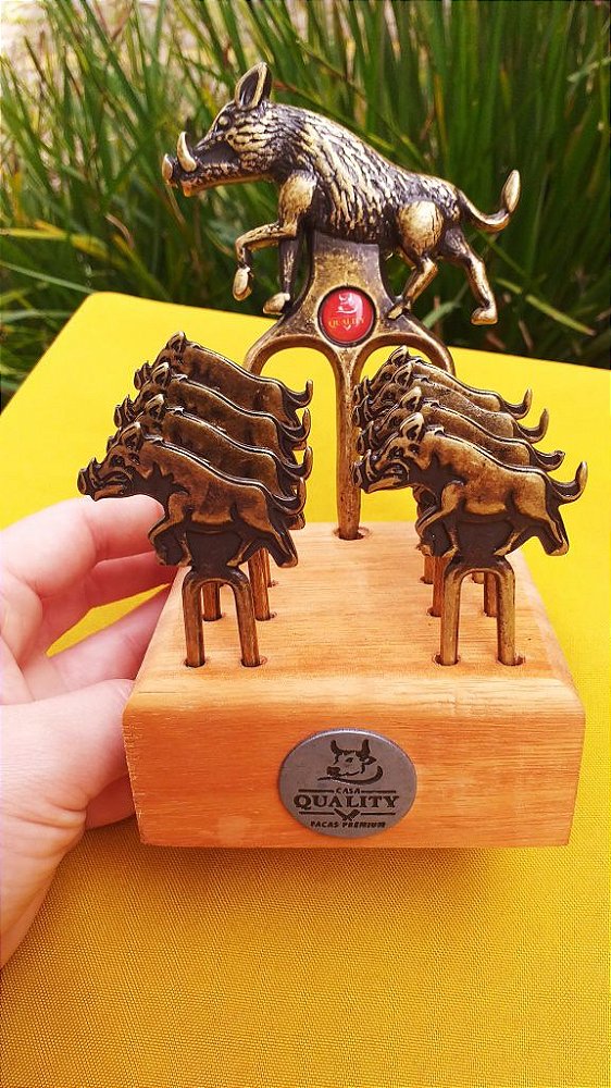 Kit Tridente + Garfinho Javali cepo ouro velho