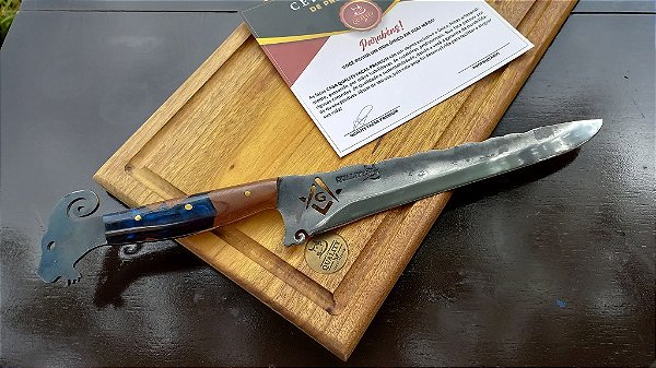Faca 10" em aço carbono maçonaria , cabo em Hibrido