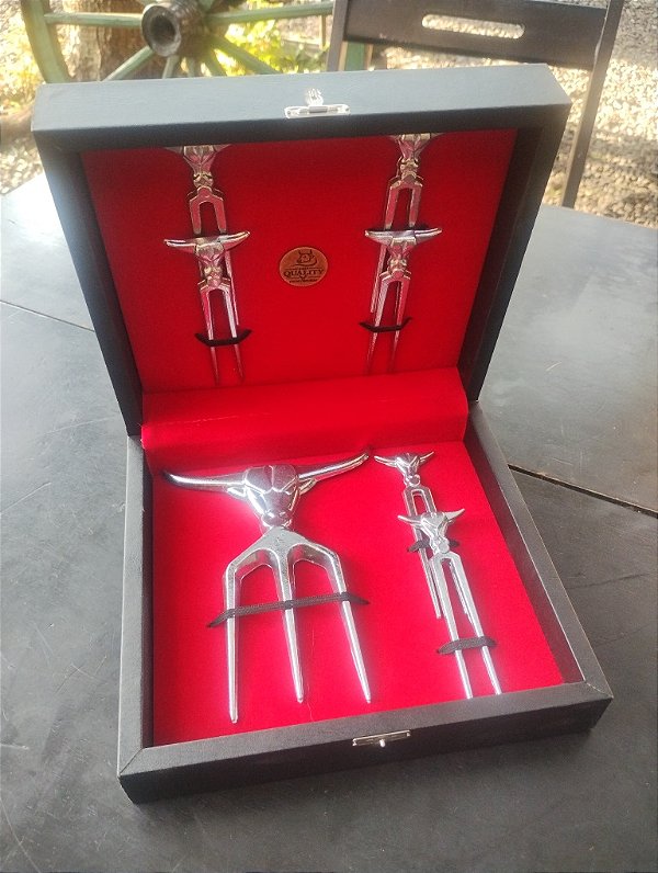 KIT TRIDENTE + GARFINHO em ALUMINIO , BOI CAIXA