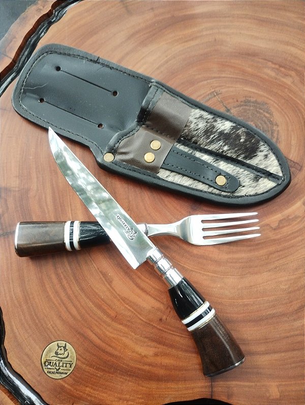 Faca E Garfo Artesanal Inox 5 Polegadas