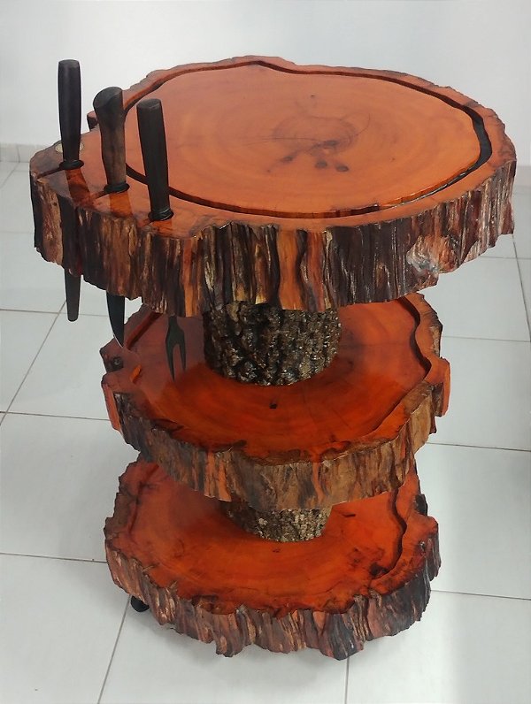 Carrinho Mesa Gourmet Auxiliar para Churrasco