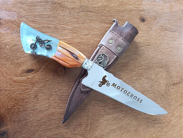 FACA MOTOCROSS 8" ARTESANAL , CABO HIBRIDO