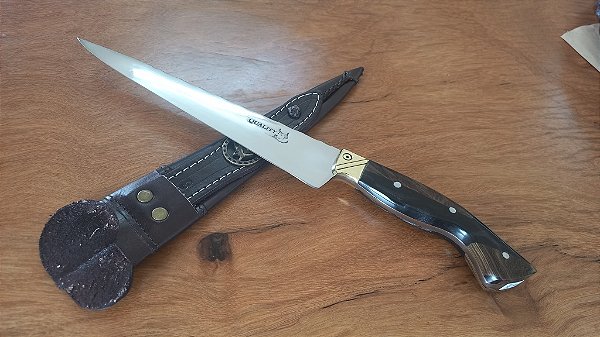 FACA ARTESANAL 8" , ACABAMENTO POLIDO e CABO HIBRIDO