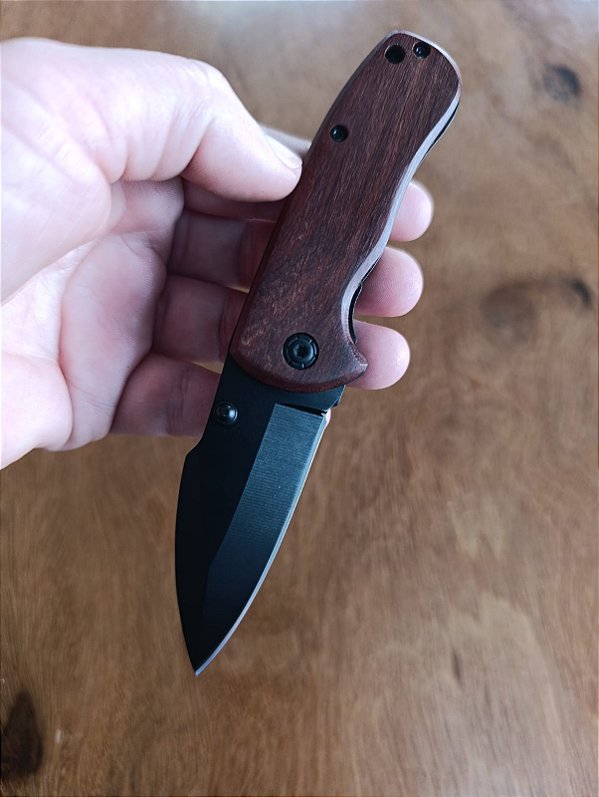 Canivete manual agro cabo madeira com clip