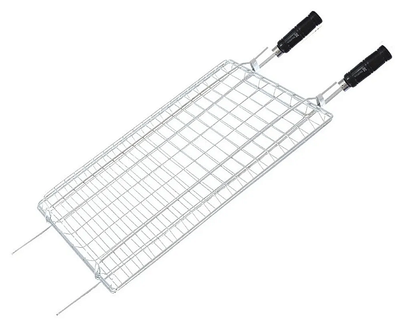 Grelha Churrasco Dupla Em Aço Inox Espaço Grelhar 27x52 Cm