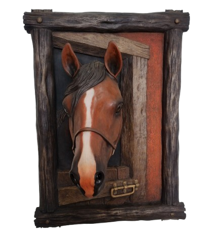 Escultura Realista de Cabeça de Cavalo