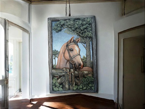 Quadro Realista "Cavalo" em Fibra de Vidro
