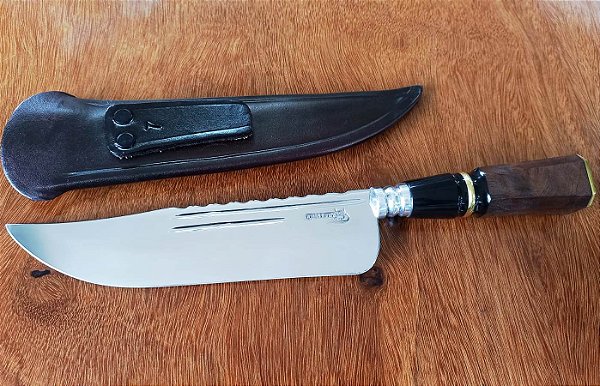 Faca 7 Polegadas em Inox , Cabo Resina e Madeira