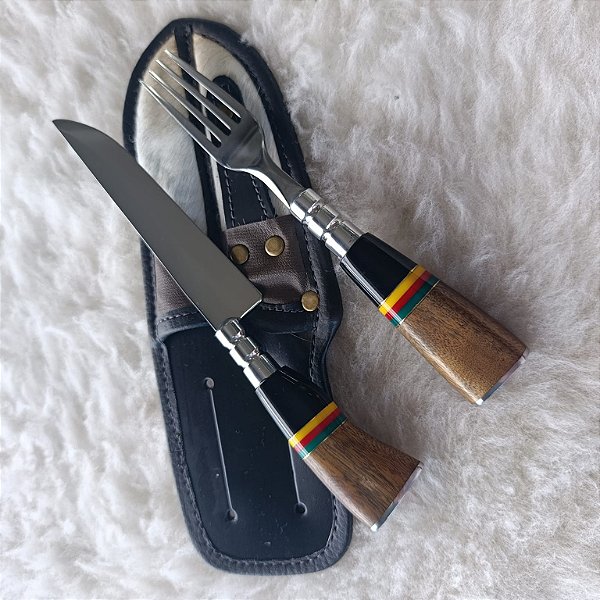 PERFEITOS PARA O CHURRASCO DA IGREJA 🍴 FACA E GARFO EM INOX 5"