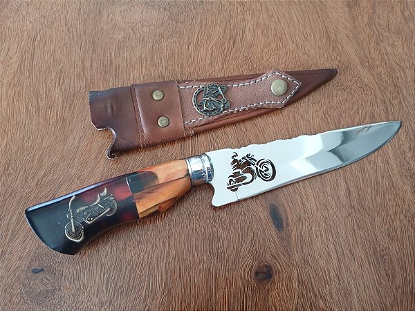 🔪 Faca 7” com cabo tema Moto Custom – Inox Cirúrgico Premium!
