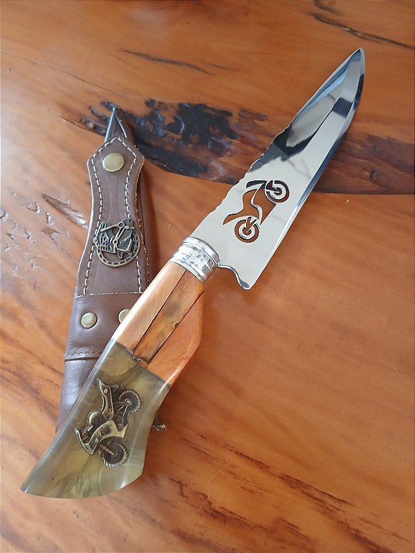 Faca Artesanal de 7 Polegadas – Cabo Temático Moto Velocidade