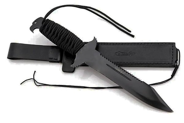 Faca Tática Zakharov Falcão Negro 9" na Bainha de Couro