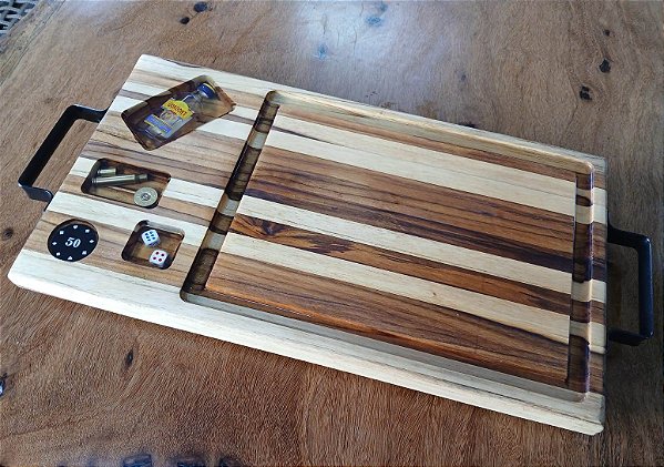 TABUA DE CORTE DE CARNE EM MADEIRA TECA