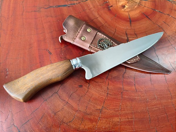 FACA ARTESANAL INOX CIRURGICO 8" CABO EM MADEIRA