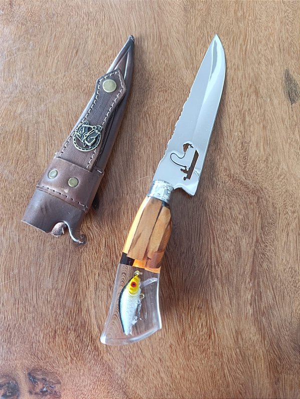 Faca 7" hibrida em Inox – Perfeito para suas Aventuras de Pesca!