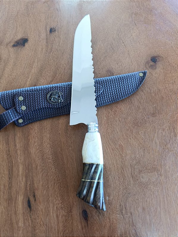 Faca Artesanal 10" em Inox Cirúrgico – Resistência e Corte Preciso com Acabamento Premium