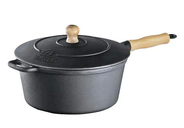 Caçarola de Ferro 5,3Litros com Tampa de Ferro e Cabo de Madeira Libanez