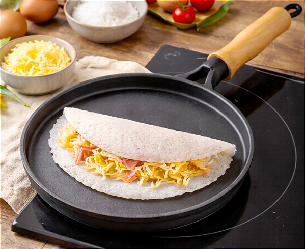 Frigideira Tapioqueira Redonda Cabo De Madeira