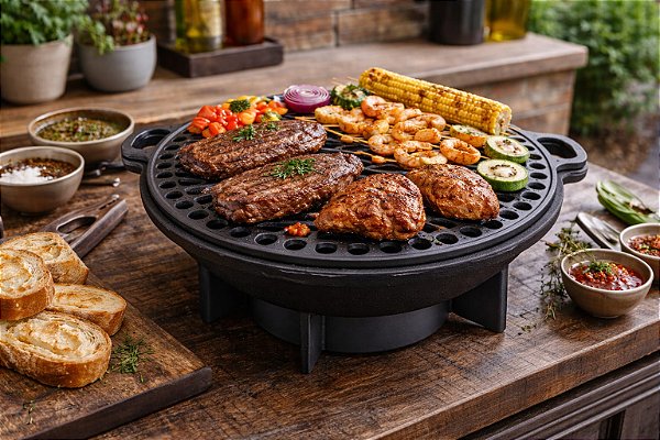 🔥 CHURRASQUEIRA GENGISKAN DE FERRO FUNDIDO COMPLETA 🔥