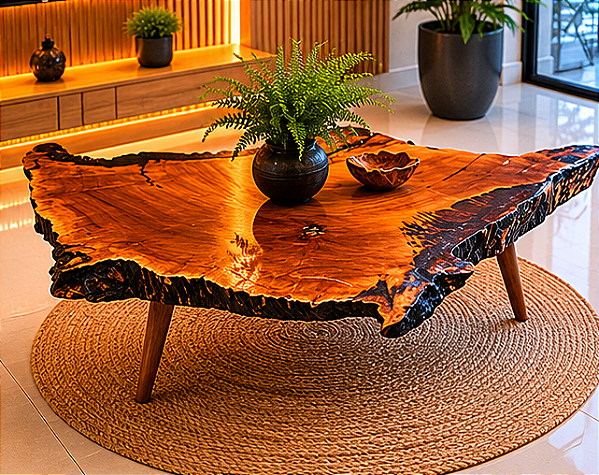 Mesa de Centro Rústica em Madeira Imbuia – Elegância Natural!