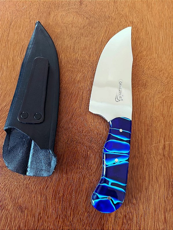 🔥 FACA CHEF 6 POLEGADAS, CABO EM ACRILICO AZUL