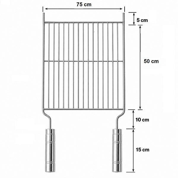 Grelha grande aramada com reforço medida 75x50 ERC INOX