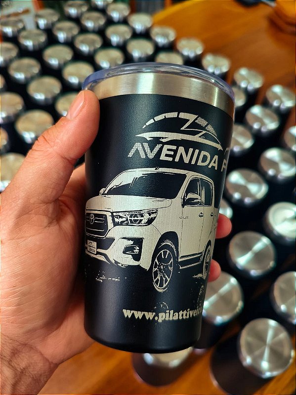 kit 30 Copos Térmicos 360ml Preto Personalizados - Nome, Símbolo, Logo