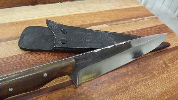 Faca Gaucha Laminada em Aço Carbono 5160 Cabo D´Avila 8”, em madeira de imbuia, lamina larga.