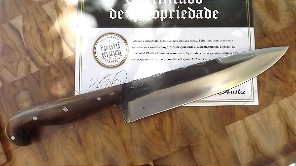 Faca Gaucha Laminada em Aço Carbono 5160 Cabo Sorocabano 8”, em madeira de Guajuvira lâmina larga