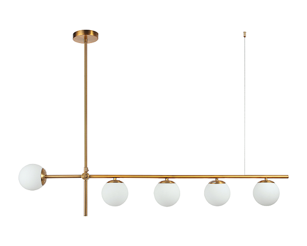 Luminária Pendente Lustre Jabuticaba Dourado Com Bolas Globos Esferas Opaco Leitoso Moderno Luxo INL110