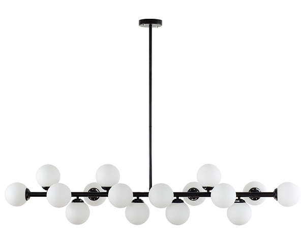 Luminária Pendente Lustre Jabuticaba Moon Preto Com Bolas Globos Esferas Opaco Leitoso Moderno Luxo INL112