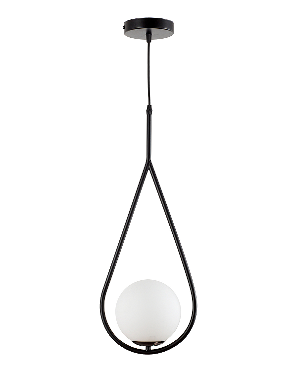 Luminária Pendente Lustre Aro Gota Preto Bola Globo Esfera Opaco Leitoso Moderno Luxo INL117