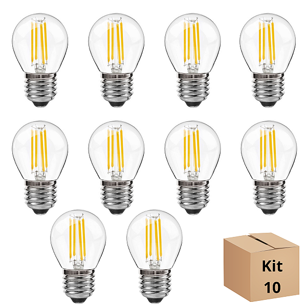 Kit 10 Lâmpada Filamento Led G45 4w 2700k Branco Neutro