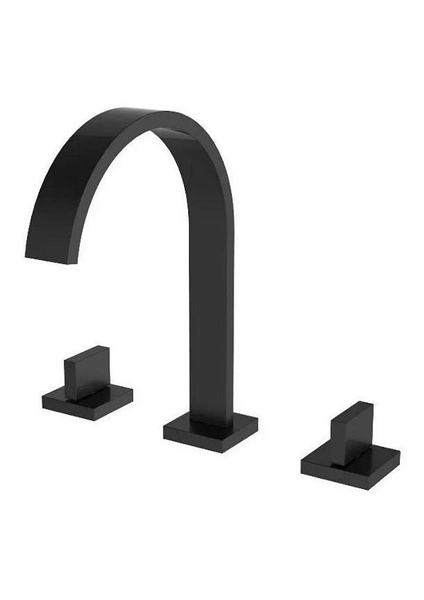 Torneira Misturador Duplo Comando Quadrada Preto Fosco Luxo Para Banheiro Lavabo Inovartte IN25