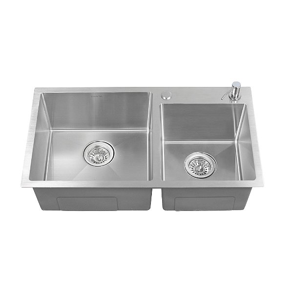 Cuba Dupla Aço Inox 304 Cozinha Área Gourmet com Válvula e Dispenser Inovartte ICB10