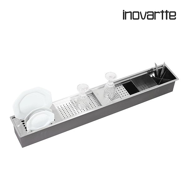 Calha Canal Organizador inox 304 Escorredor Multiuso Escorredor Louça 123x19x14 Inovartte ICA02