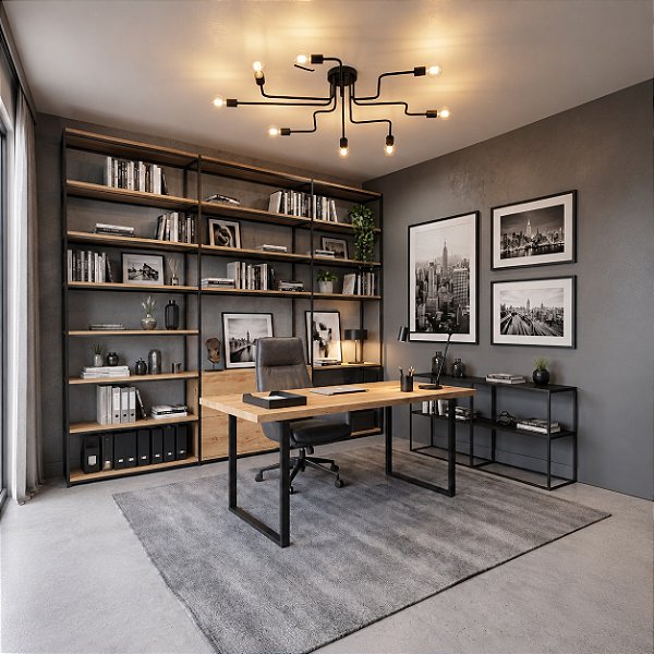 Lustre Pendente Sputnik Moderno Aranha 8 Braços Retrô Preto Sala Quarto Cozinha Área Gourmet INL66